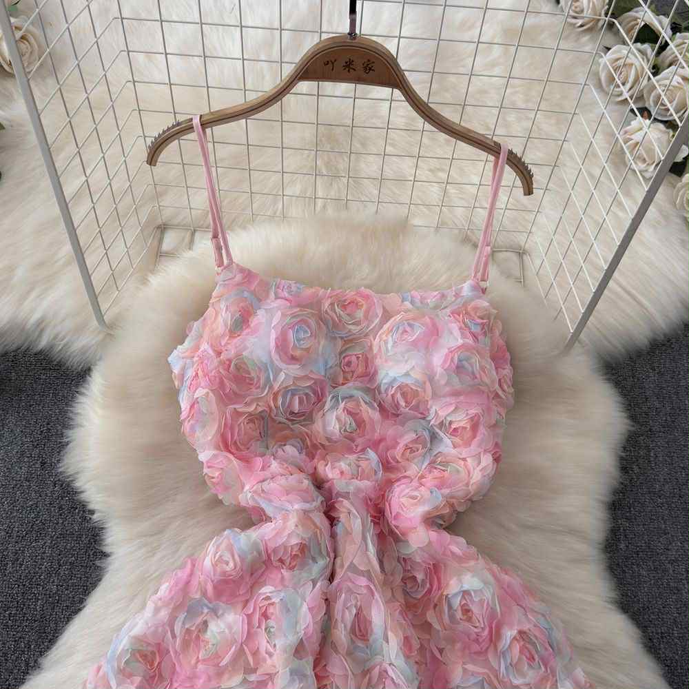 Rose Blossom Dress – Pink Pastel Floral Sleeveless Gown