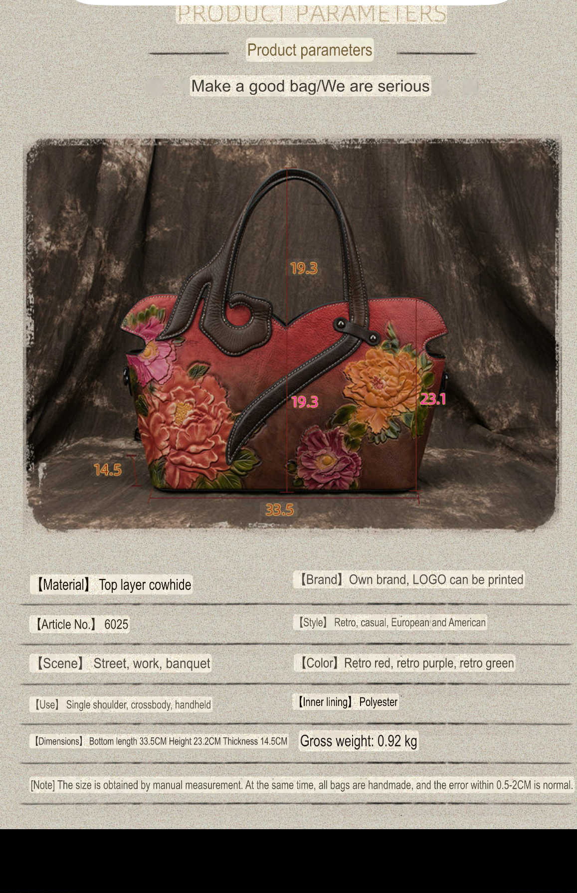 Vintage Handcrafted Leather Floral Tote – Artistic Statement Bag