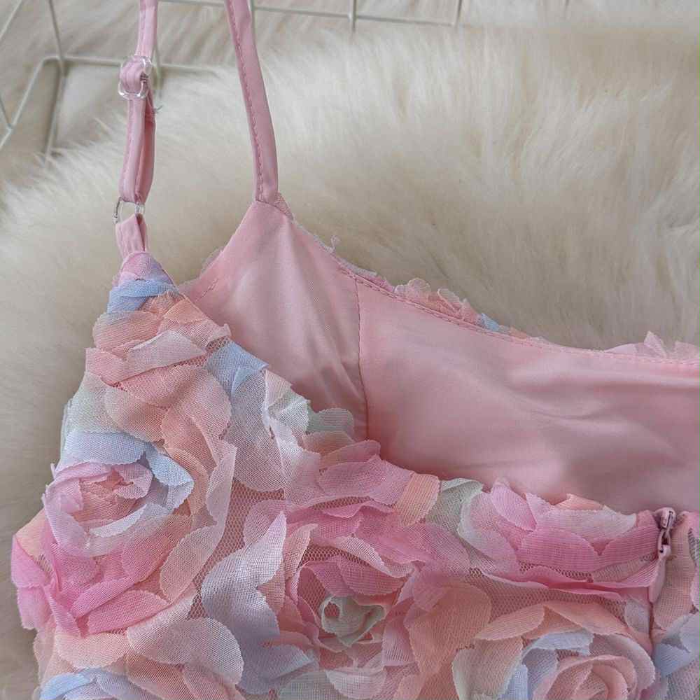 Rose Blossom Dress – Pink Pastel Floral Sleeveless Gown