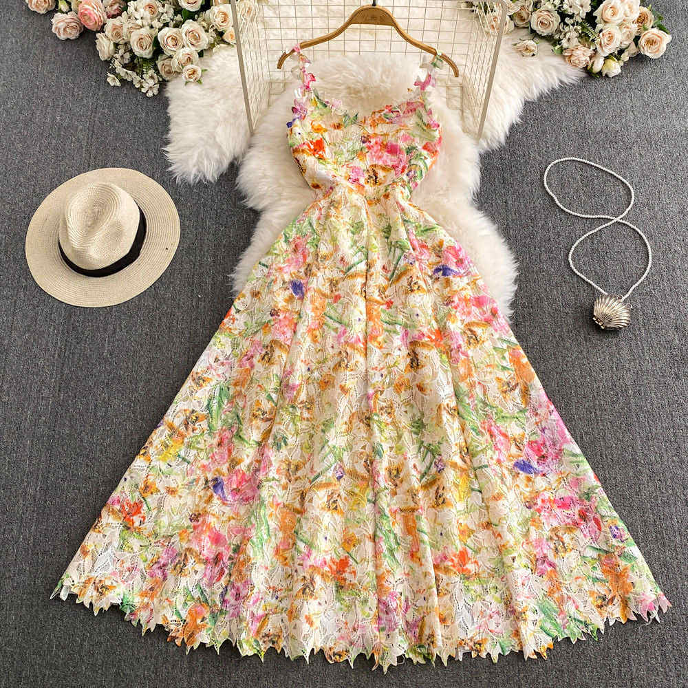 Pastel Floral Lace Maxi Dress – Garden Party & Resort Wear