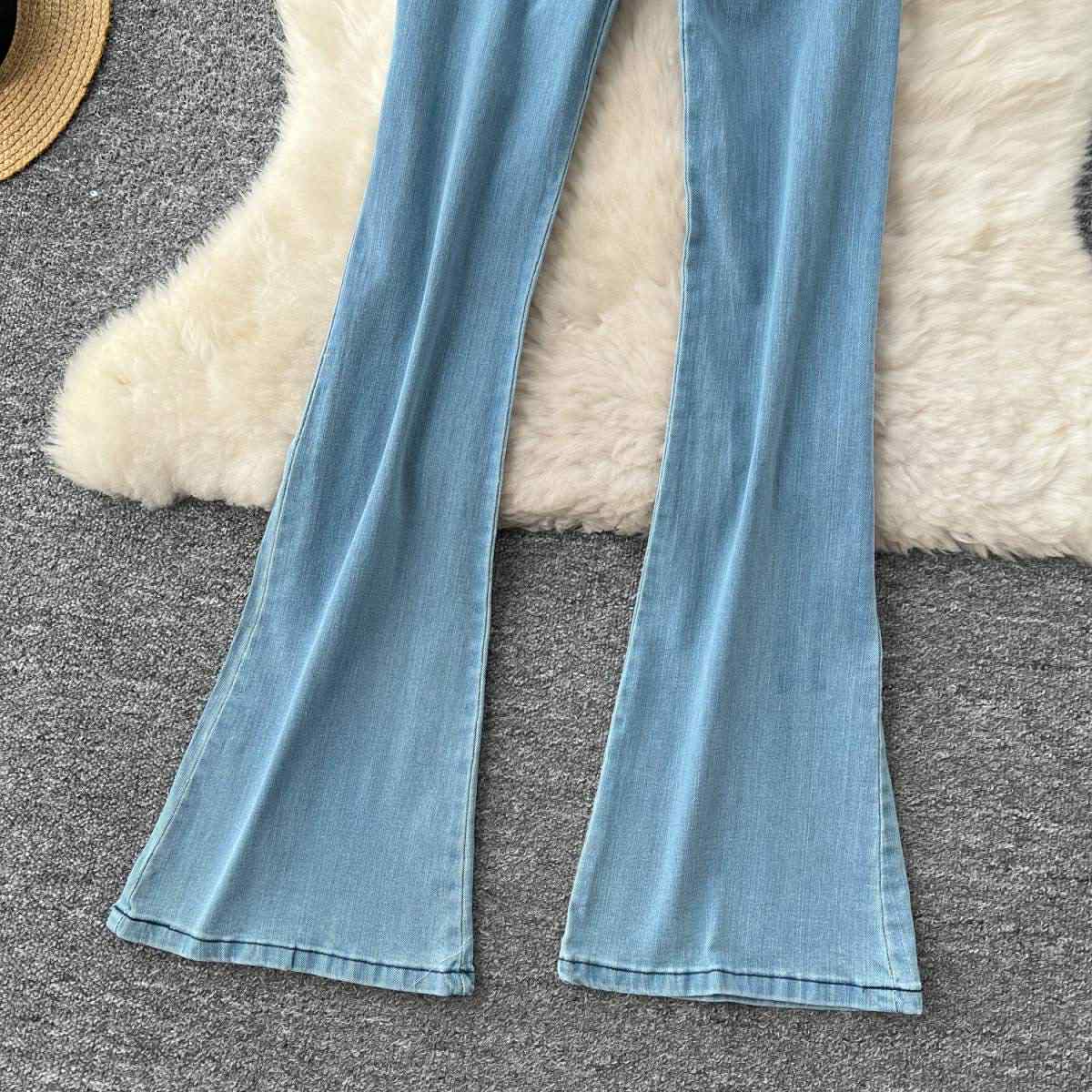 Blue Denim 3D Floral Strapless Jumpsuit – Statement Party Wear