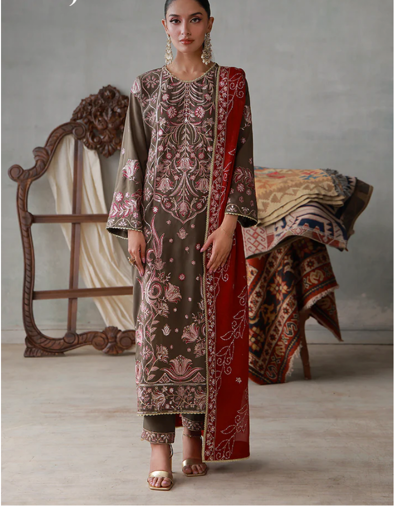 Embroidered Poly Silk Stitched 3pcs
