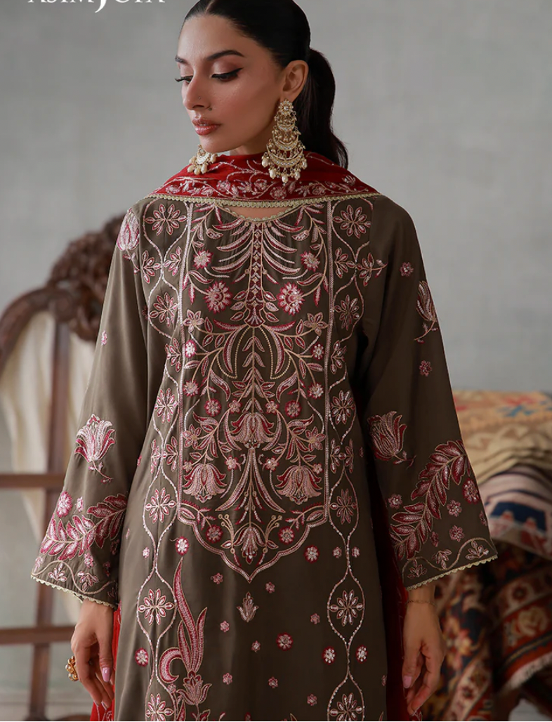 Embroidered Poly Silk Stitched 3pcs