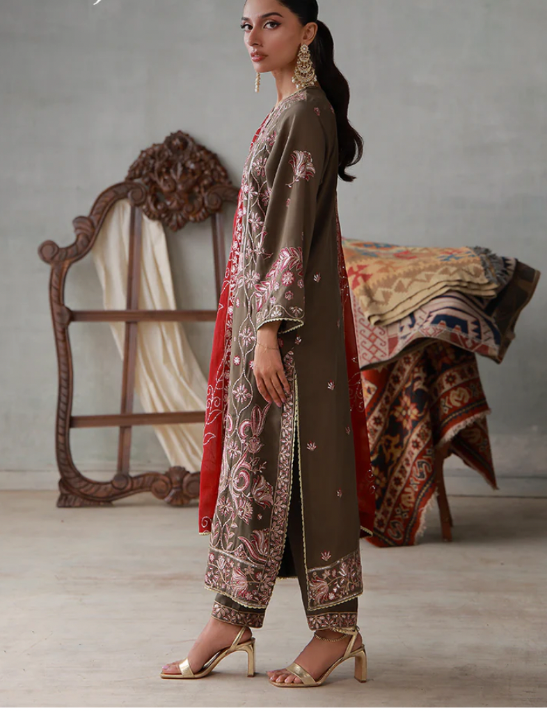 Embroidered Poly Silk Stitched 3pcs