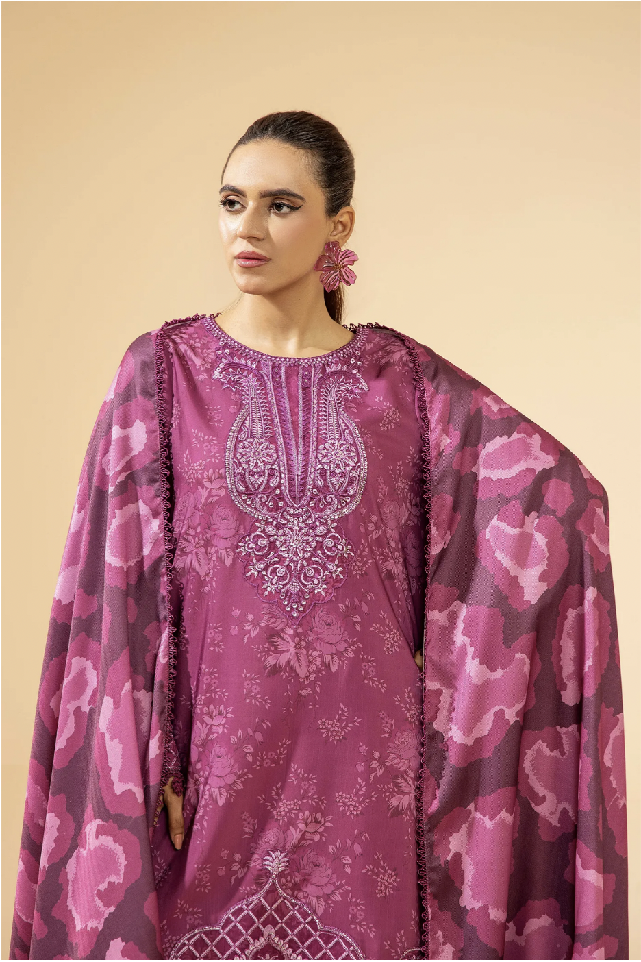 Ready to Wear Printed Slub Shirt Eid Dress