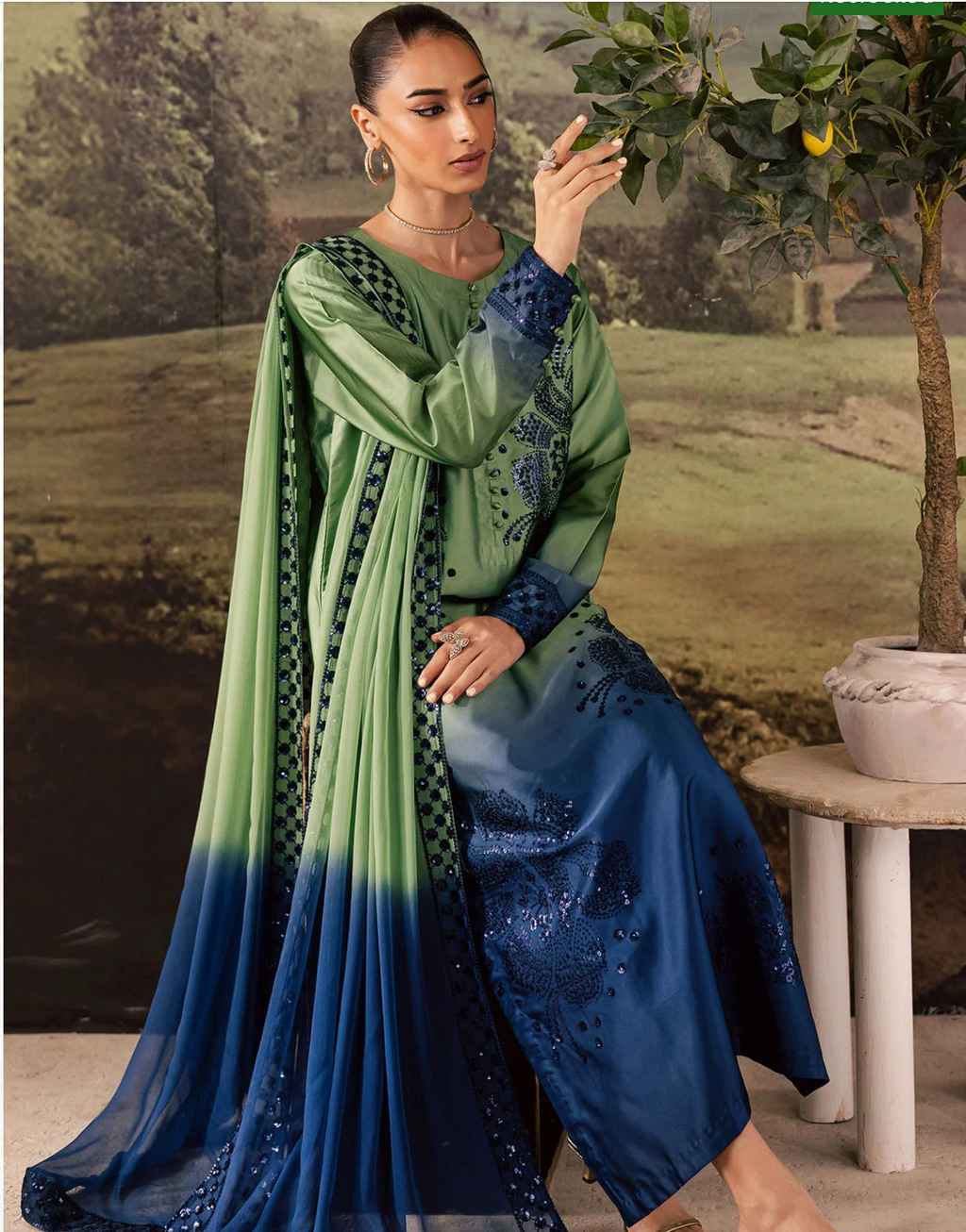 Embroidered Silk Shirt  Eid Dress