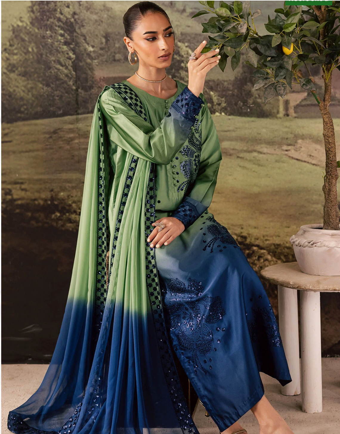 Embroidered Silk Shirt  Eid Dress