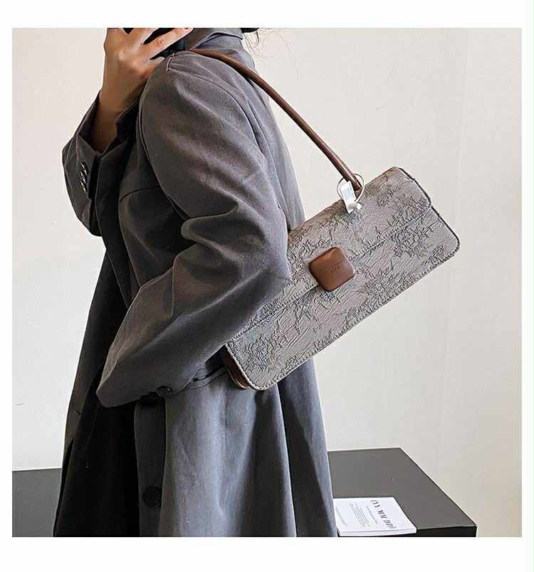 Vintage Floral Shoulder Bag – Elegant Long Clutch with Leather Strap
