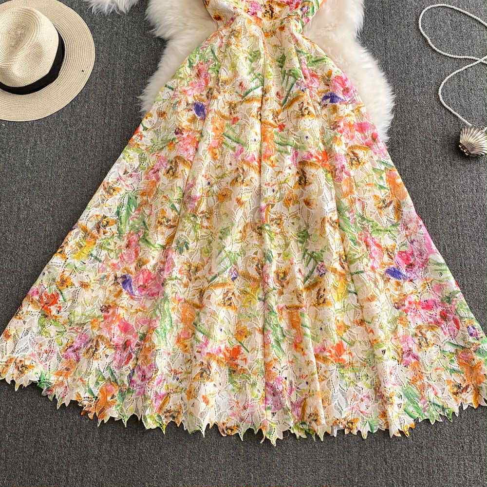 Pastel Floral Lace Maxi Dress – Garden Party & Resort Wear