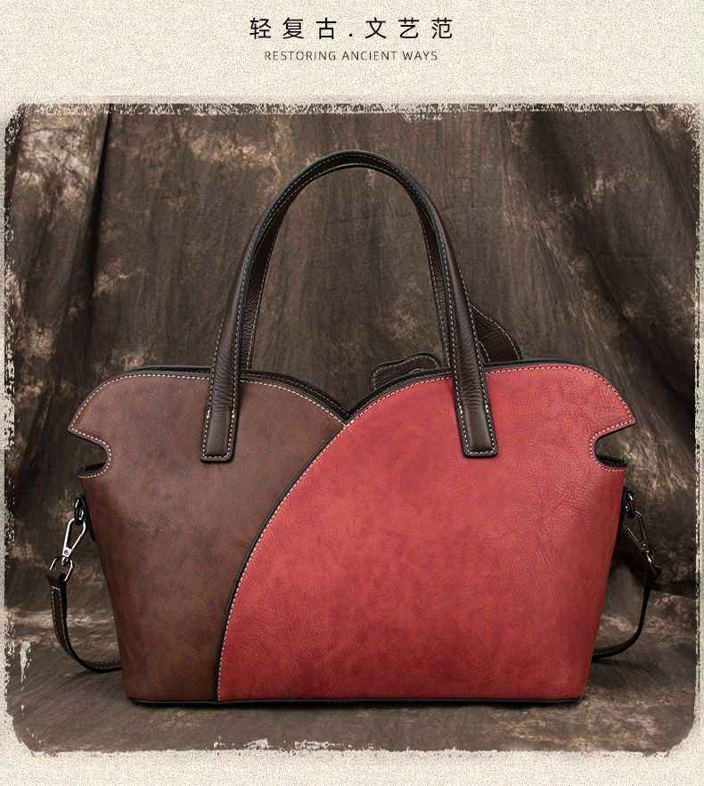 Vintage Handcrafted Leather Floral Tote – Artistic Statement Bag