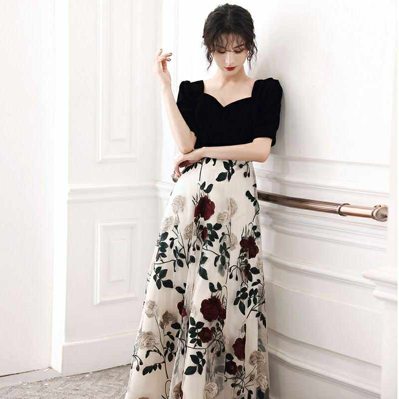 Elegant Floral A-Line Maxi  Dress