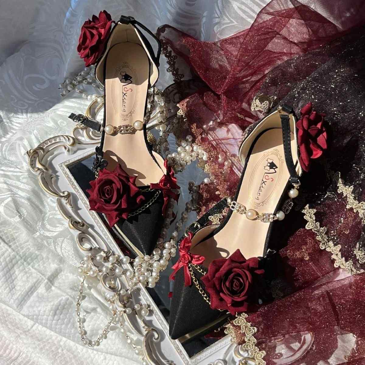 Midnight Rose Embellished Heels