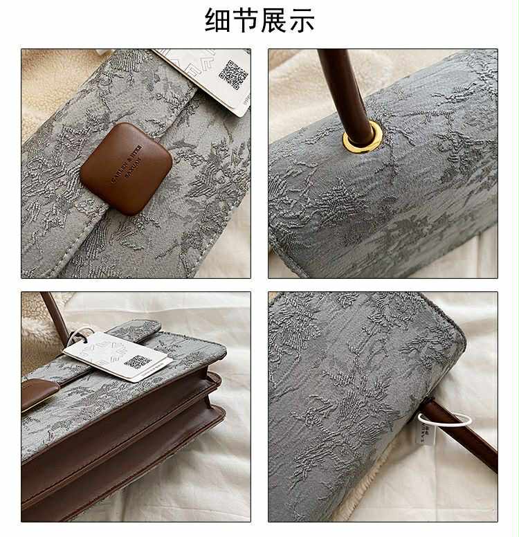 Vintage Floral Shoulder Bag – Elegant Long Clutch with Leather Strap