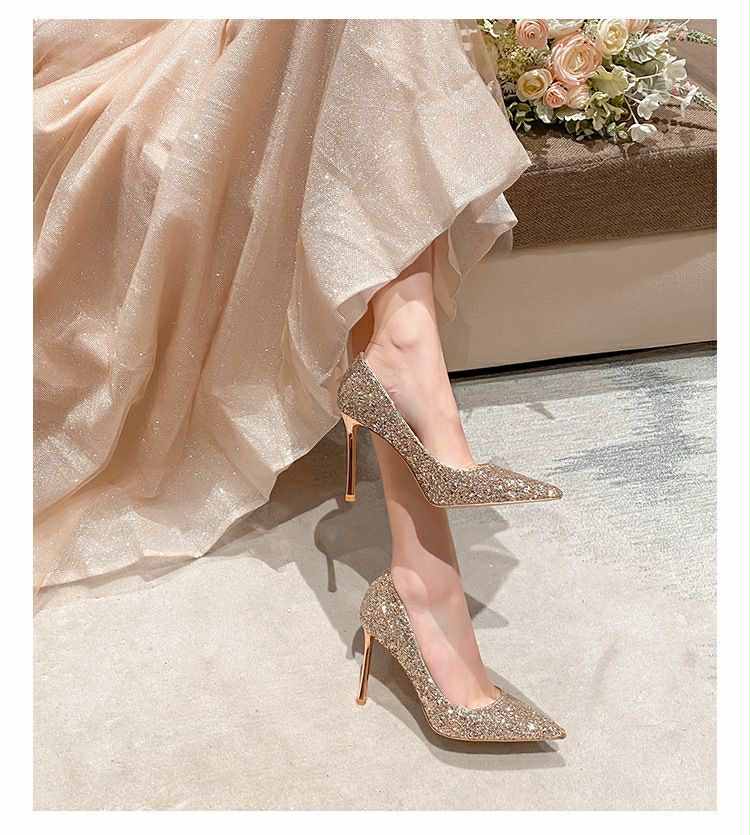 Glam Sparkle Stiletto Heels – Golden Elegance