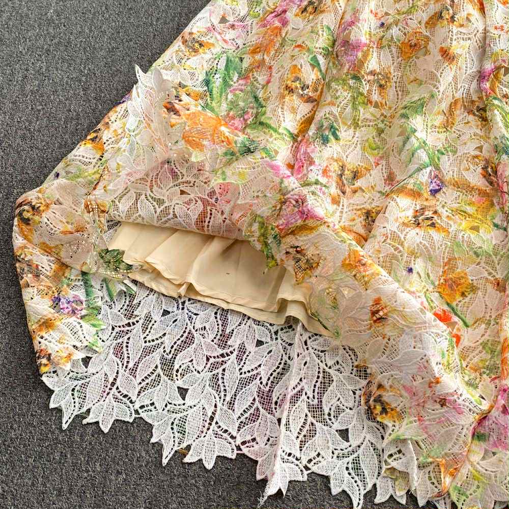 Pastel Floral Lace Maxi Dress – Garden Party & Resort Wear