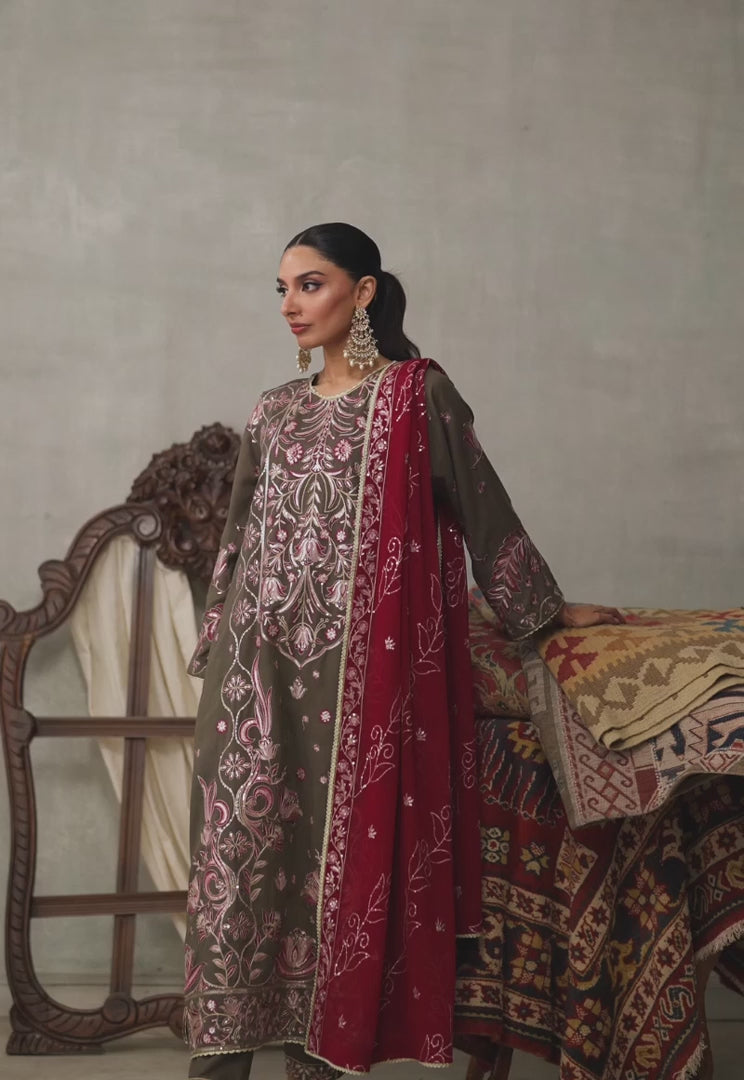 Embroidered Poly Silk Stitched 3pcs